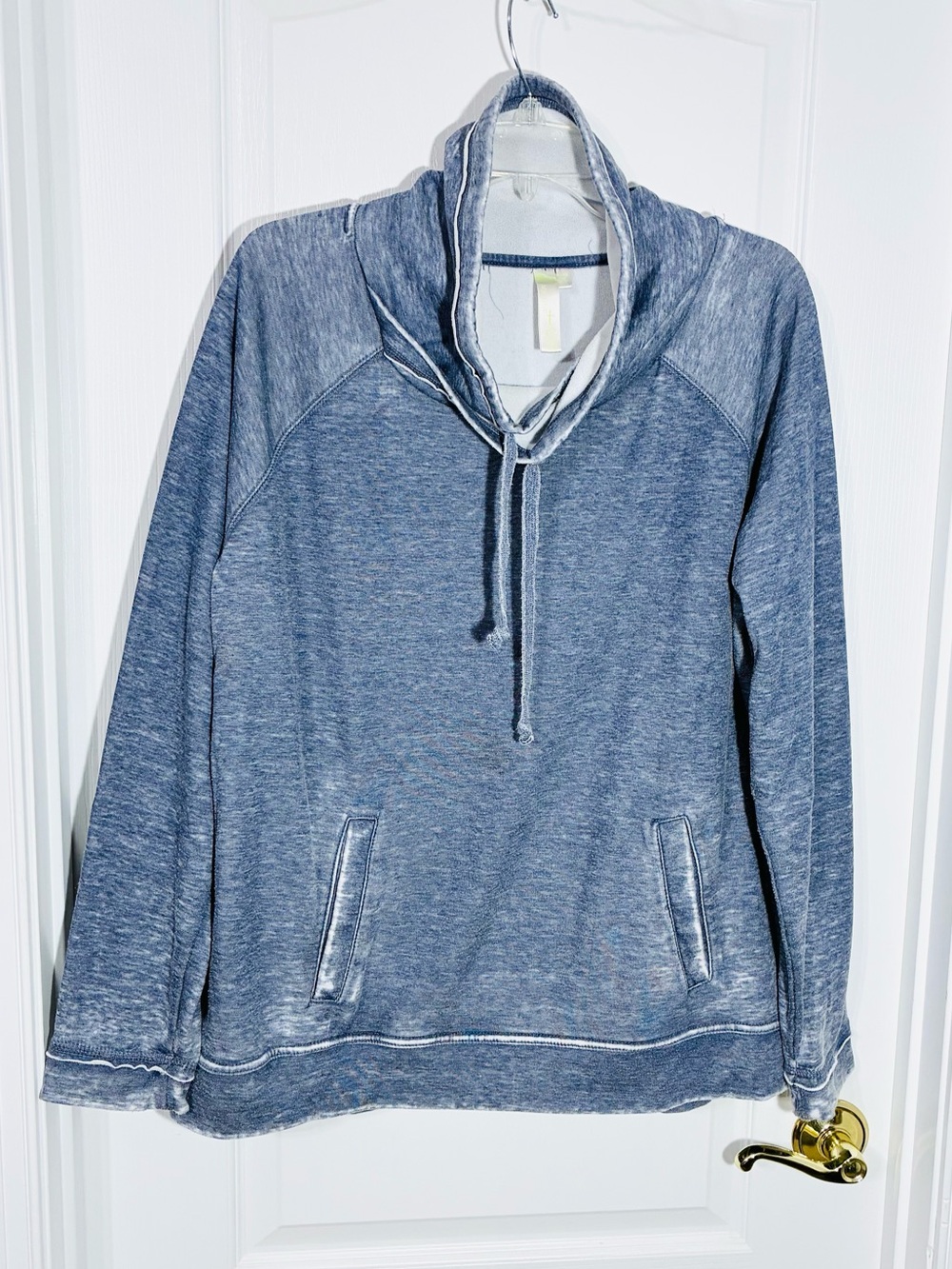 Green Tea Cowl Neck Pullover Sweatshirt Blue Size Large XL